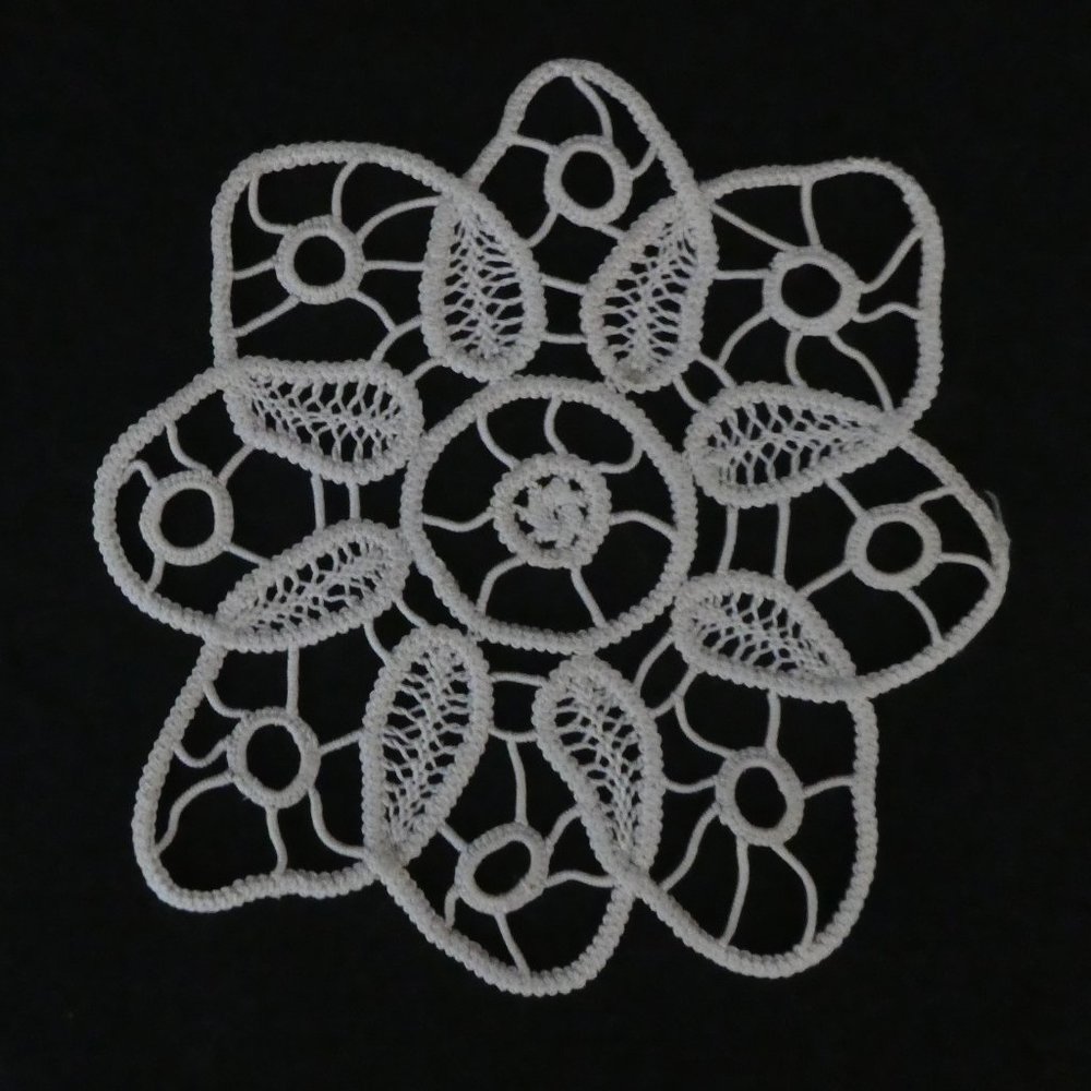 Vintage Floral Handmade Knit Crochet Doily